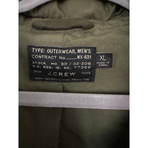 J Crew Men's XL Army Military Field Jacket Green NX-631 Hooded Outdoor Coat - Picture 3 of 7